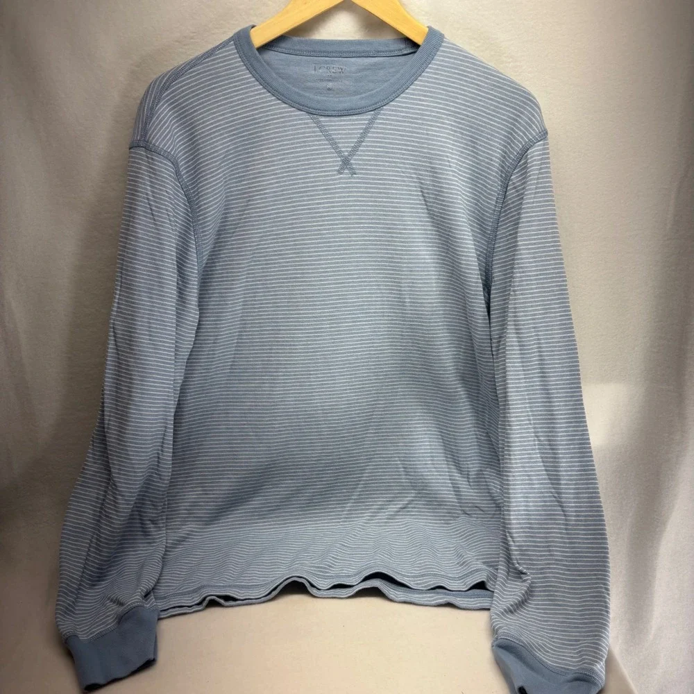 J Crew Mens Long Sleeve Striped Crewneck Pullover Shirt‎ Size L